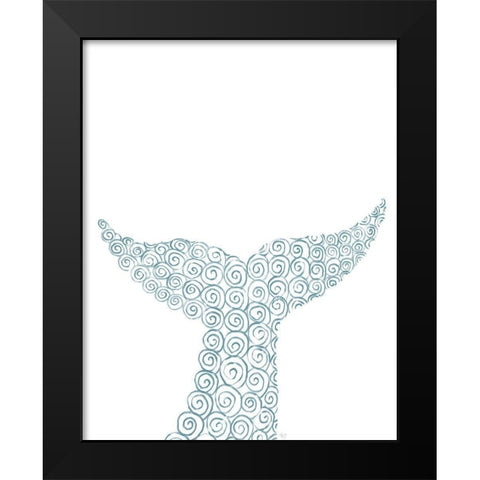 Swirly Whale Tail Black Modern Wood Framed Art Print by Fab Funky
