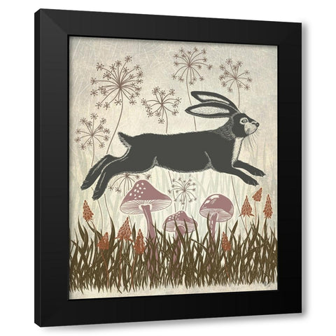 Country Lane Hare 4 - Earth Black Modern Wood Framed Art Print with Double Matting by Fab Funky