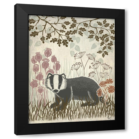 Country Lane Badger 5 - Earth Black Modern Wood Framed Art Print with Double Matting by Fab Funky