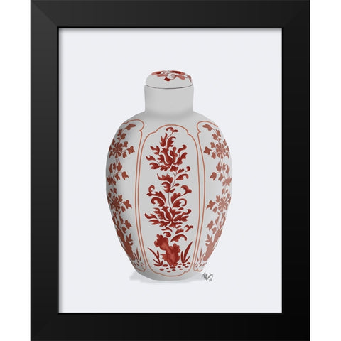 Chinoiserie Vase Vine Red Black Modern Wood Framed Art Print by Fab Funky