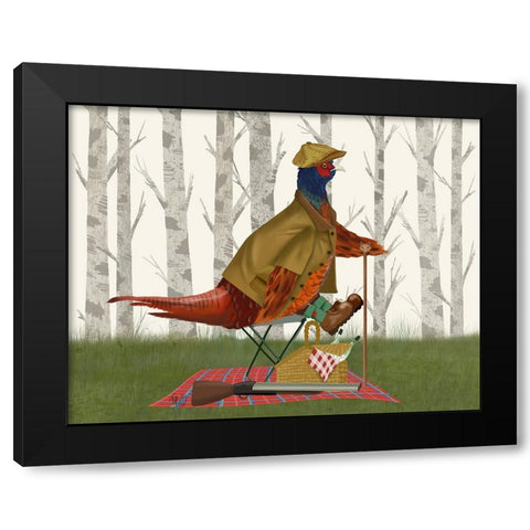 Pheasant Shooting Party 4 Black Modern Wood Framed Art Print by Fab Funky