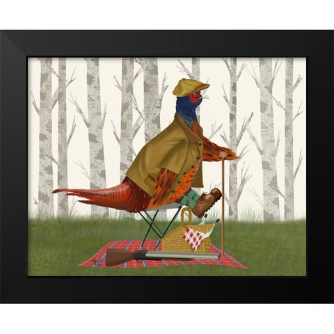 Pheasant Shooting Party 4 Black Modern Wood Framed Art Print by Fab Funky