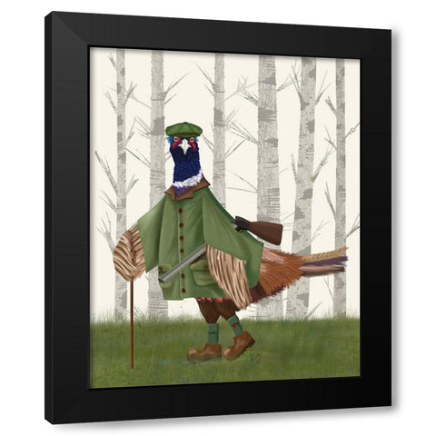 Pheasant Shooting Party 6 Black Modern Wood Framed Art Print by Fab Funky