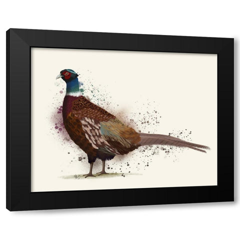 Pheasant Splash 1 Black Modern Wood Framed Art Print with Double Matting by Fab Funky
