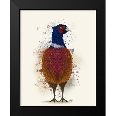 Pheasant Splash 3 Black Modern Wood Framed Art Print by Fab Funky