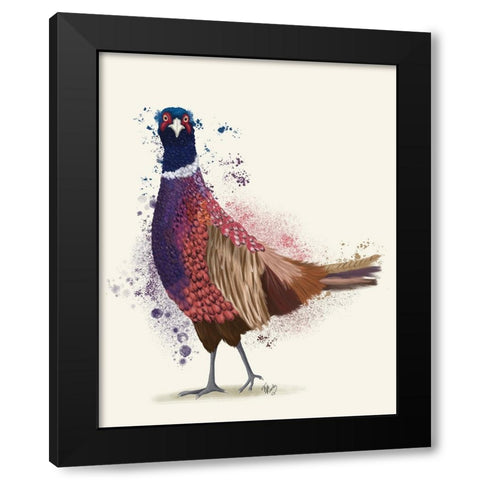 Pheasant Splash 6 Black Modern Wood Framed Art Print with Double Matting by Fab Funky