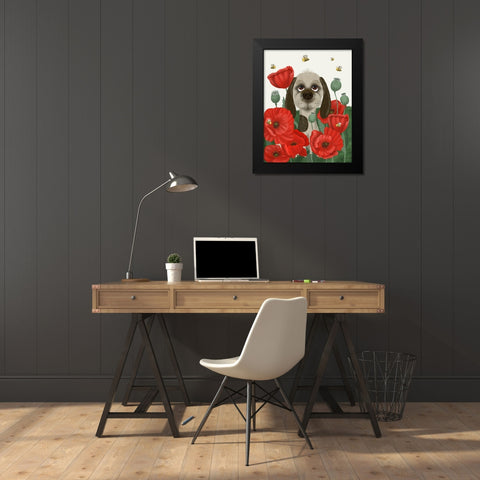 Bebe-Poppy Garden Black Modern Wood Framed Art Print by Fab Funky