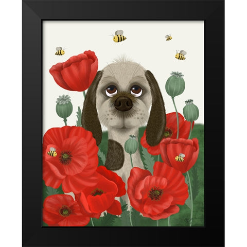 Bebe-Poppy Garden Black Modern Wood Framed Art Print by Fab Funky
