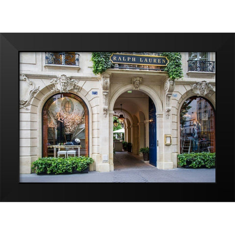 Entry to Ralph Lauren store and restaurant in Saint-Germain-des-Pres, Paris, France Black Modern Wood Framed Art Print by Delimont, Danita