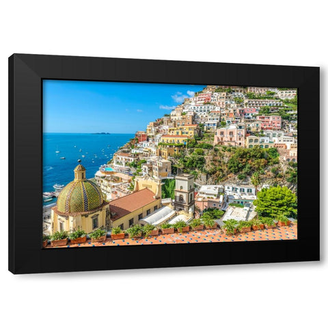 Positano, Amalfi Coast, Salerno, Campania, Italy Black Modern Wood Framed Art Print by Delimont, Danita