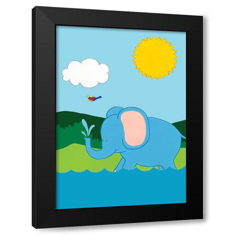 Jungle Jamboree Collection F Black Modern Wood Framed Art Print with Double Matting by Vess, June Erica