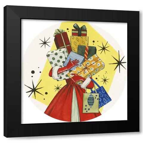 Vintage Christmas Collection C Black Modern Wood Framed Art Print with Double Matting by Popp, Grace