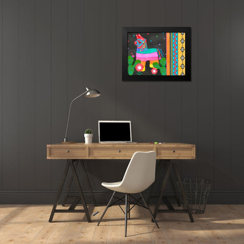 PiÃ±ata Party Collection A Black Modern Wood Framed Art Print by Reynolds, Jade