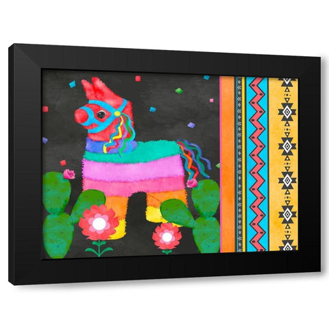 PiÃ±ata Party Collection A Black Modern Wood Framed Art Print by Reynolds, Jade