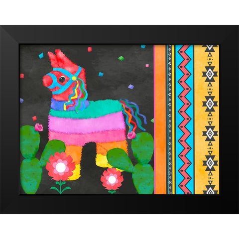 PiÃ±ata Party Collection A Black Modern Wood Framed Art Print by Reynolds, Jade