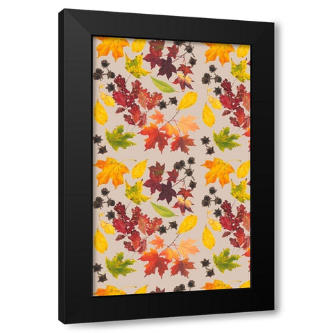 Autumn Leaves Collection E Black Modern Wood Framed Art Print with Double Matting by Miller, Dianne