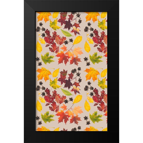 Autumn Leaves Collection E Black Modern Wood Framed Art Print by Miller, Dianne