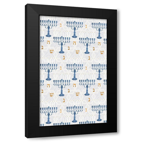 Sophisticated Hanukkah Collection E Black Modern Wood Framed Art Print with Double Matting by Borges, Victoria