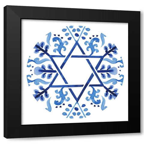 Indigo Hanukkah Collection C Black Modern Wood Framed Art Print by Borges, Victoria