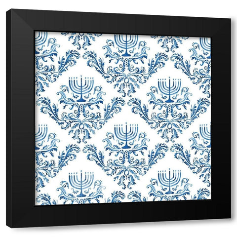 Indigo Hanukkah Collection F Black Modern Wood Framed Art Print by Borges, Victoria