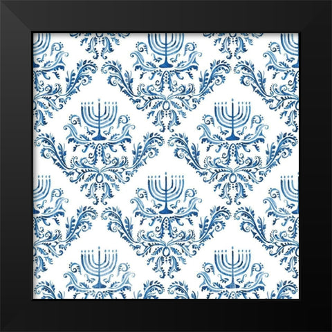 Indigo Hanukkah Collection F Black Modern Wood Framed Art Print by Borges, Victoria