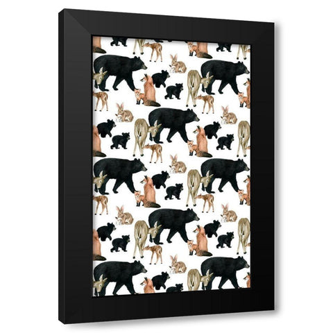 Woodland Babes Collection E Black Modern Wood Framed Art Print with Double Matting by Popp, Grace