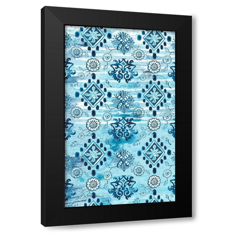 Indigo Sampler Collection E Black Modern Wood Framed Art Print by Vess, June Erica