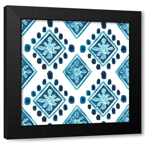 Indigo Sampler Collection I Black Modern Wood Framed Art Print by Vess, June Erica