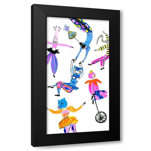 Circus Fun Collection B Black Modern Wood Framed Art Print with Double Matting by Blanckslate