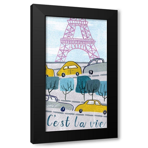 Bonjour Paris Collection B Black Modern Wood Framed Art Print with Double Matting by Wang, Melissa