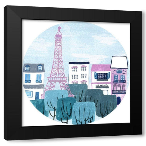 Bonjour Paris Collection C Black Modern Wood Framed Art Print with Double Matting by Wang, Melissa