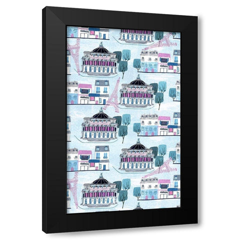 Bonjour Paris Collection E Black Modern Wood Framed Art Print with Double Matting by Wang, Melissa
