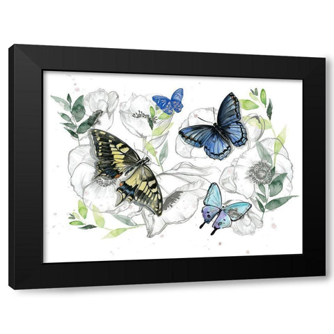 Watercolor Butterfly Collection A Black Modern Wood Framed Art Print with Double Matting by Parker, Jennifer Paxton