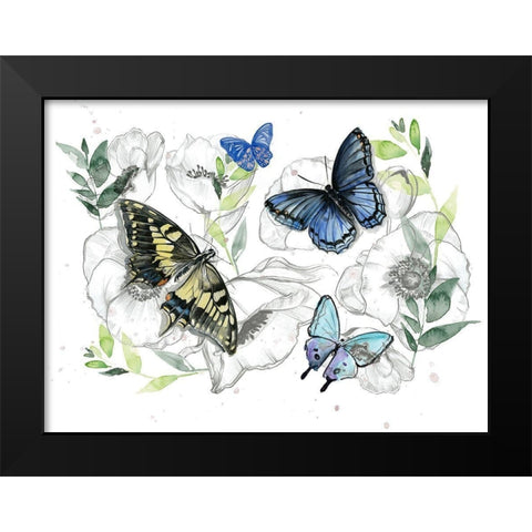 Watercolor Butterfly Collection A Black Modern Wood Framed Art Print by Parker, Jennifer Paxton