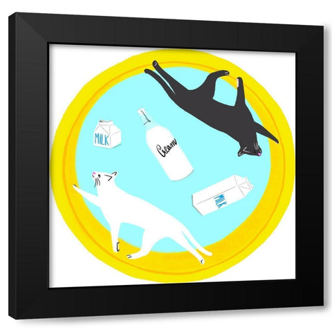 Mod Cats Collection C Black Modern Wood Framed Art Print by Blanckslate