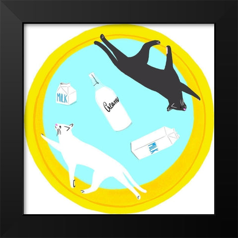 Mod Cats Collection C Black Modern Wood Framed Art Print by Blanckslate