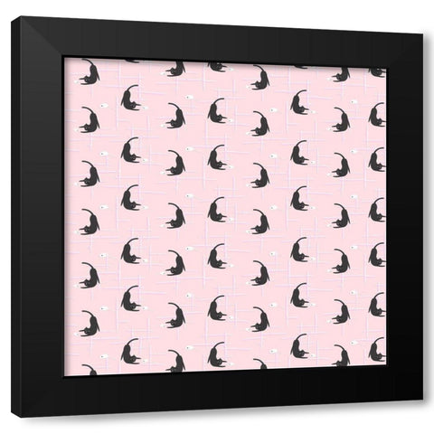 Mod Cats Collection F Black Modern Wood Framed Art Print by Blanckslate