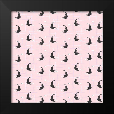Mod Cats Collection F Black Modern Wood Framed Art Print by Blanckslate