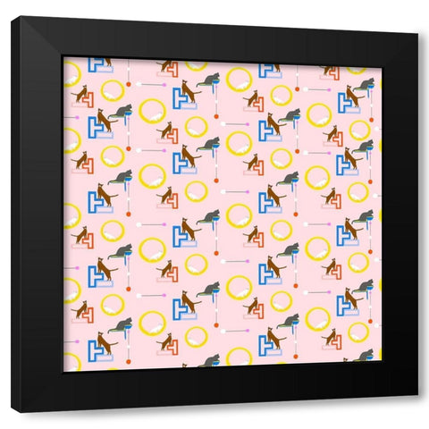 Mod Cats Collection G Black Modern Wood Framed Art Print by Blanckslate