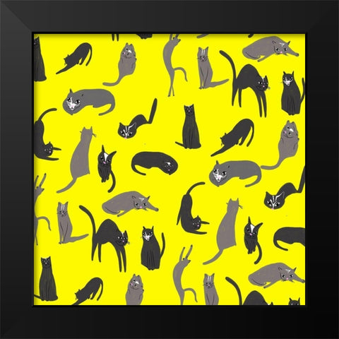 Mod Cats Collection H Black Modern Wood Framed Art Print by Blanckslate