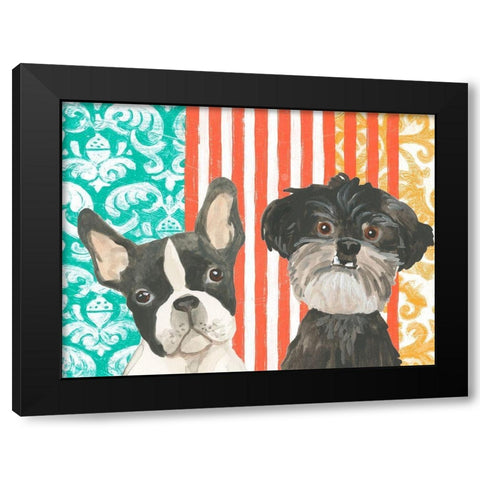 Parlor Pooch Collection A Black Modern Wood Framed Art Print with Double Matting by Vess, June Erica