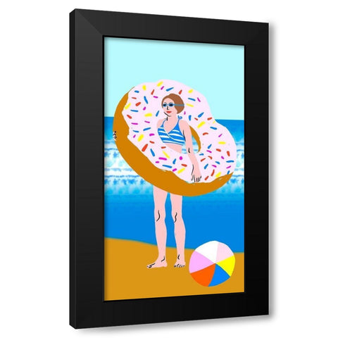 Beachy Keen Collection B Black Modern Wood Framed Art Print by Blanckslate