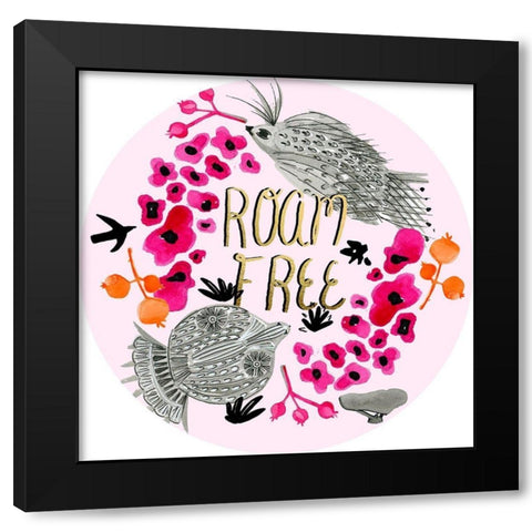 Roam Free Collection C Black Modern Wood Framed Art Print by Blanckslate