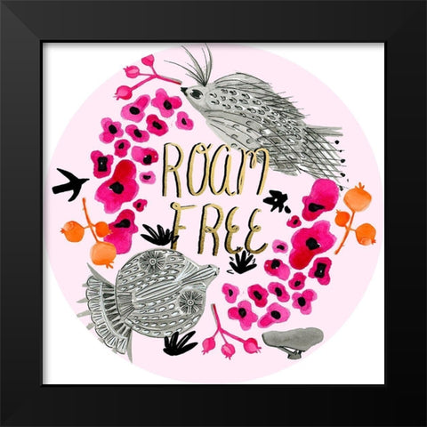 Roam Free Collection C Black Modern Wood Framed Art Print by Blanckslate