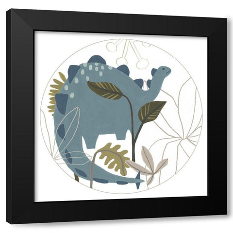Mighty Dinos Collection C Black Modern Wood Framed Art Print by Vess, June Erica