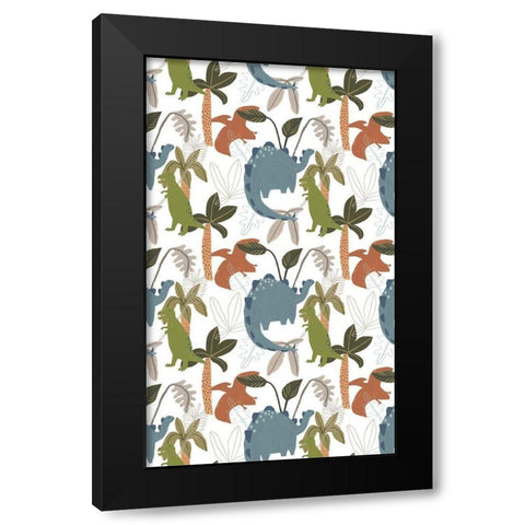 Mighty Dinos Collection E Black Modern Wood Framed Art Print with Double Matting by Vess, June Erica