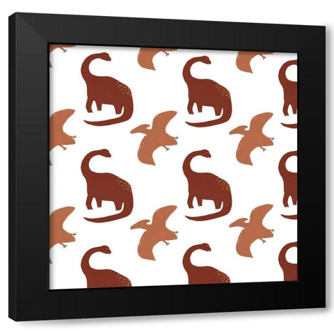 Mighty Dinos Collection H Black Modern Wood Framed Art Print with Double Matting by Vess, June Erica