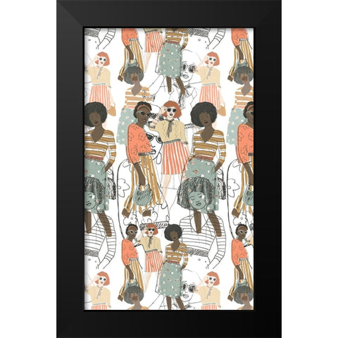 Fashion Vignette Collection E Black Modern Wood Framed Art Print by Vess, June Erica