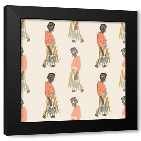 Fashion Vignette Collection F Black Modern Wood Framed Art Print with Double Matting by Vess, June Erica