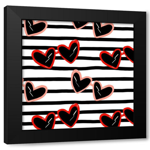 Darling Valentine Collection F Black Modern Wood Framed Art Print with Double Matting by Borges, Victoria